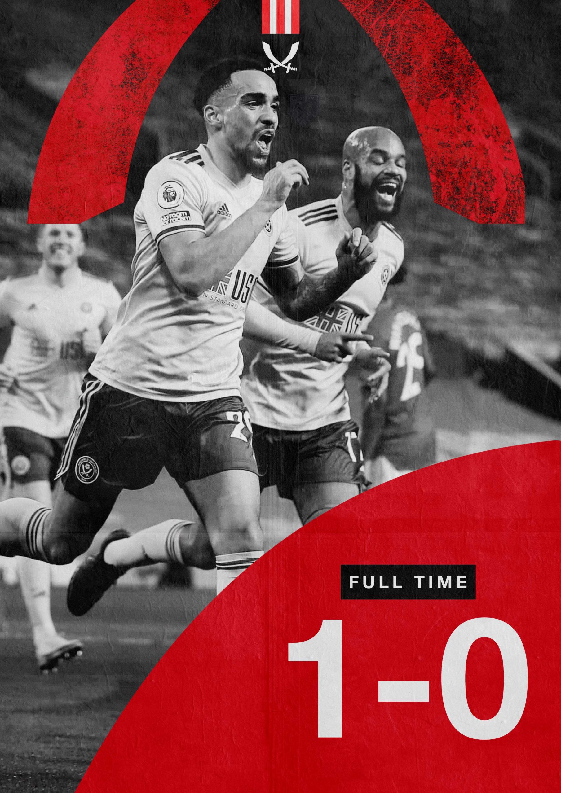 A design sheet for Sheffield United showcasing a positive full time result 